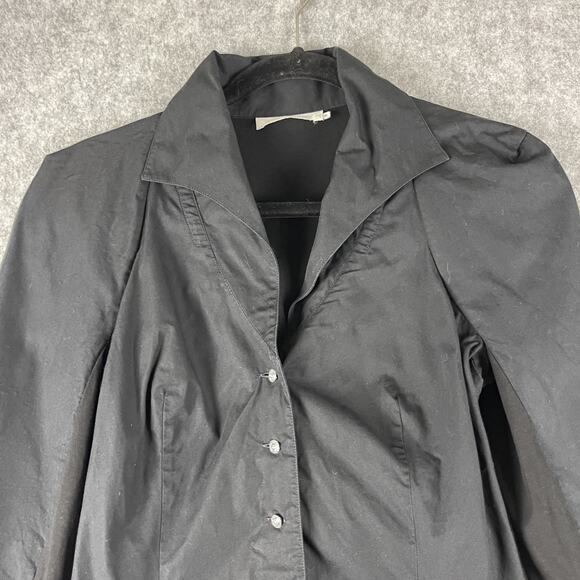 Anne Fontaine Top Womens 38 Black Blouse Pima Cotton Rhinestone Paneled Stretch - Picture 2 of 16